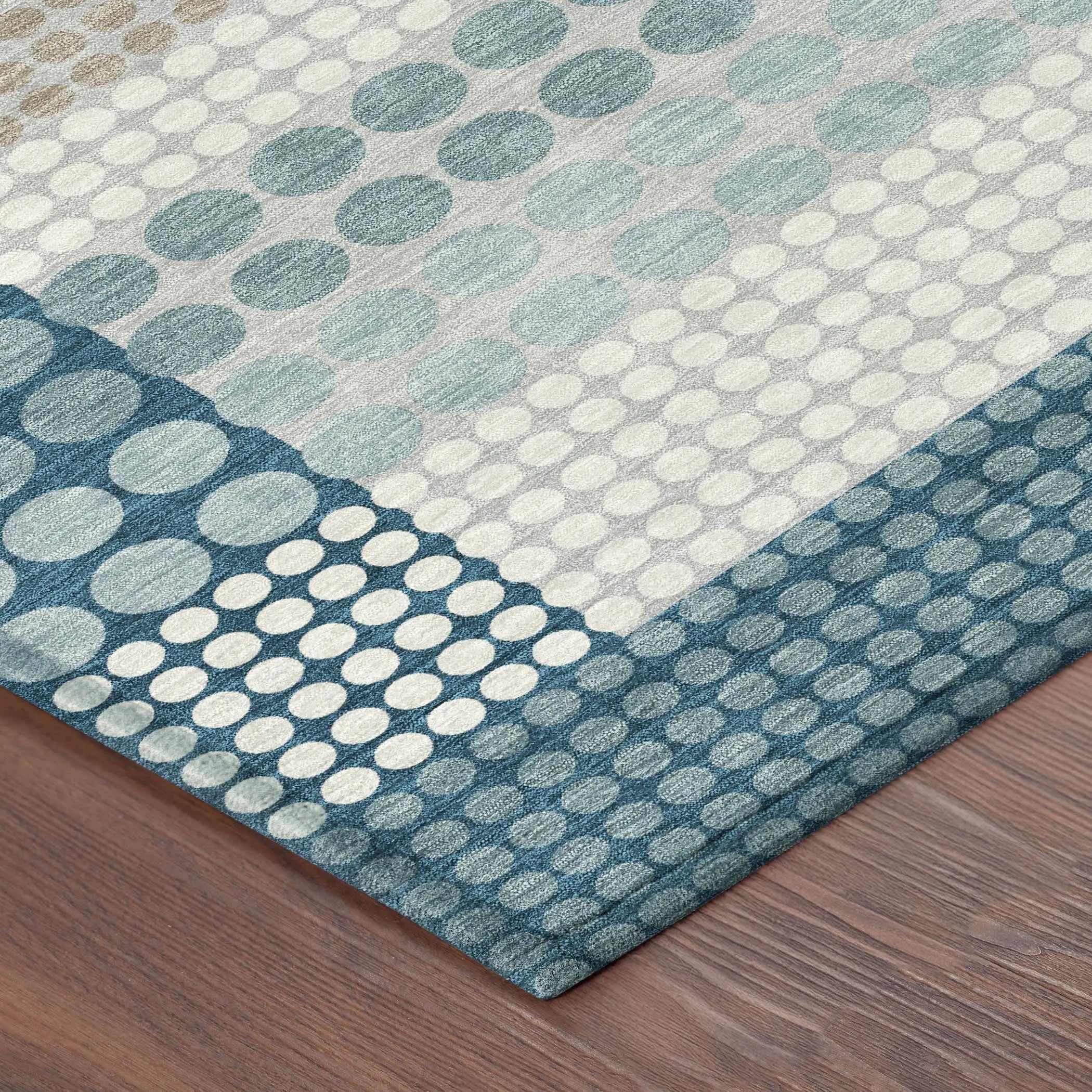 3' X 5' Teal Blue And Gray Geometric Washable Indoor Outdoor Area Rug Homeroots Outdoor